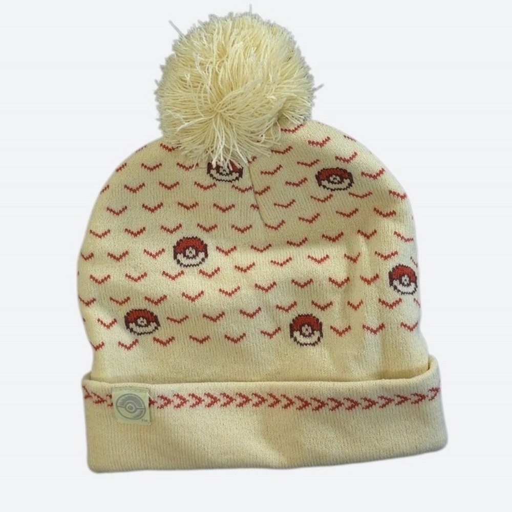 Pokémon Center Pokeball Pom Pom Beanie Hat Knit Nintendo Winter Kidcore Gaming